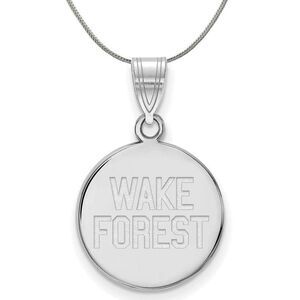 Sterling Silver Wake Forest U. Medium Disc Necklace - 24 Inch